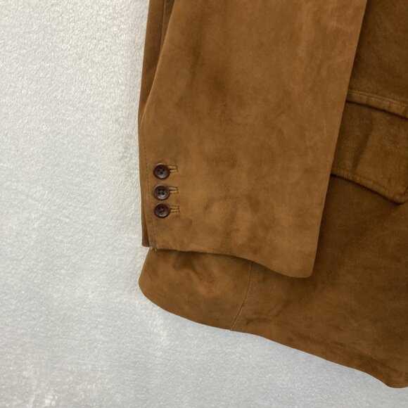 RARE Orvis Brown Suede Leather Field Jacket Mens 48 Sport Coat Throat Latch - Picture 6 of 16